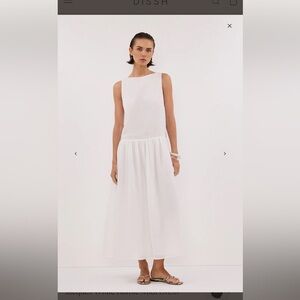 dissh jacques ramie dress white - Sleeveless White Drop-Waist Midi Dress, size 4